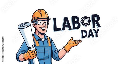 Construction Worker Celebrating Labor Day.