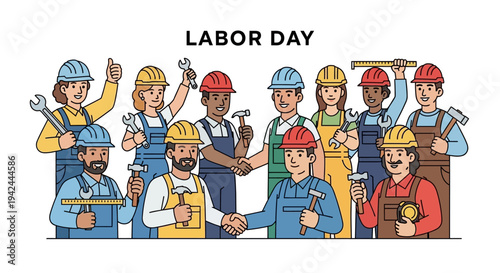 Diverse Group of Construction Workers Celebrating.