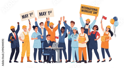 Diverse Group of People Celebrating Labor Day.