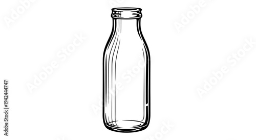 Clear Glass Bottle Illustration Isolated on White Background.