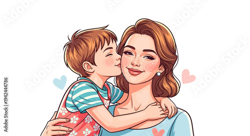 Mother and Son Embracing with Love.