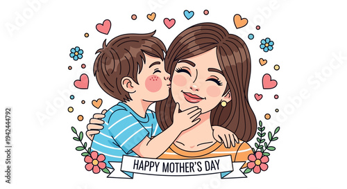 Mother and Son Sharing a Tender Moment.