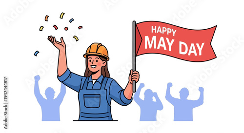 Woman Celebrating May Day with Flag.