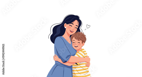 Woman Hugging Child Tenderly with Love 1.