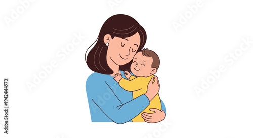 Woman Holding Baby in Her Arms.
