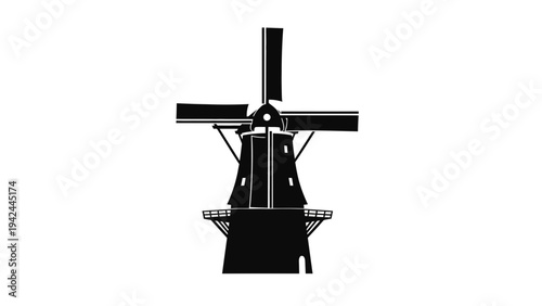 windmill silhouette vector