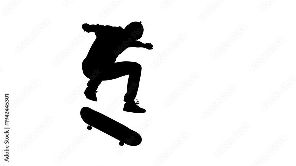 Fototapeta premium Man doing tricks on skateboard.
