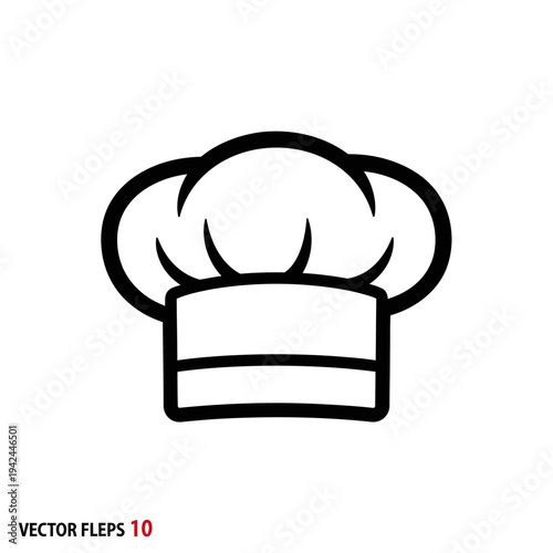 Chef hat black outline icon on a white background