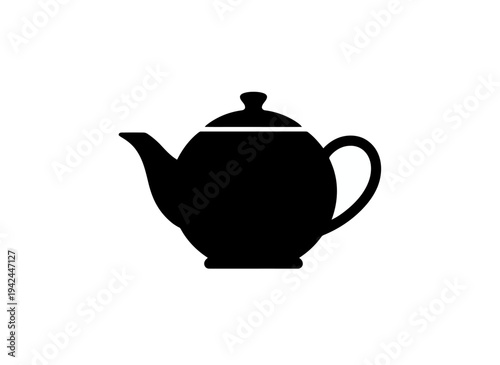 Black teapot icon illustration simple design on transparent background silhouette