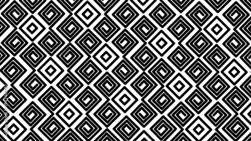 幾何学的な雷紋の斜めシームレスパターン（モダン和柄・幾何学模様・テクスチャ・ベクター素材）：Modern diagonal meander seamless pattern. Geometric square spiral background for luxury Asian design.