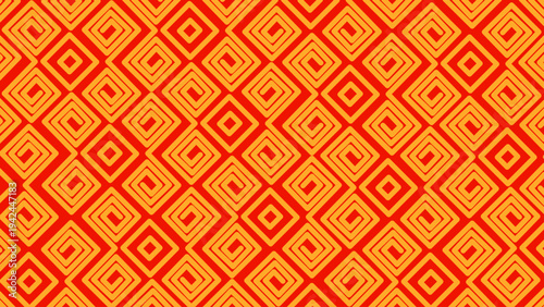 中華風の赤と金の雷紋シームレスパターン（高級感・お正月・春節・縁起物・ベクター背景素材）：Chinese New Year red and gold meander seamless pattern. Luxury oriental background for Lunar New Year and traditional celebration.