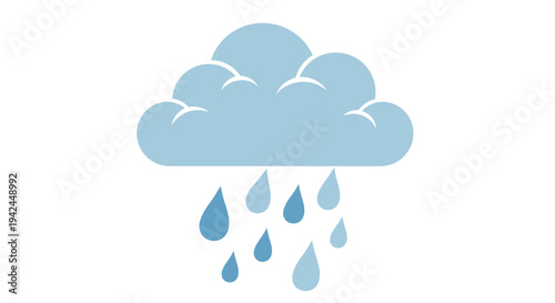 Cloud with falling raindrops representing rain weather