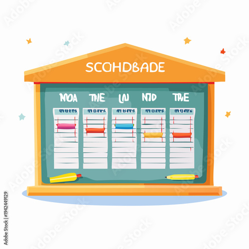 Colorful cartoon school schedule or project task board