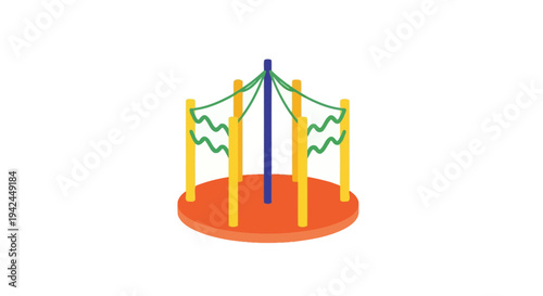 Colorful isometric playground merry-go-round for children park play