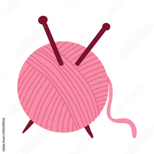 Pink Yarn Ball with Knitting Needles