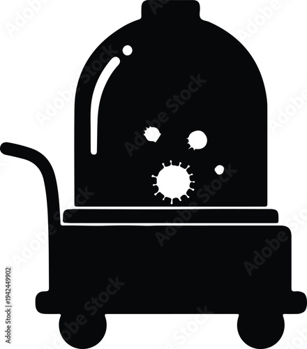 Vector biohazard virus containment on wheeled cart scientific research silhouette design