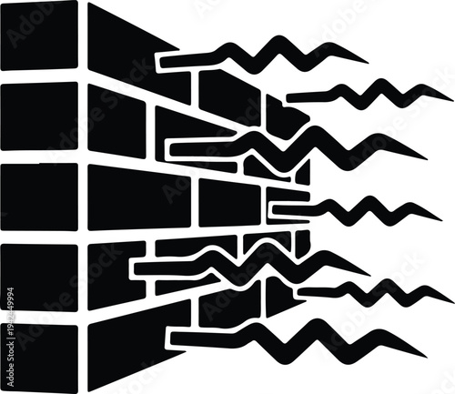 Vector breaking brick wall dynamic motion abstract element illustration silhouette design