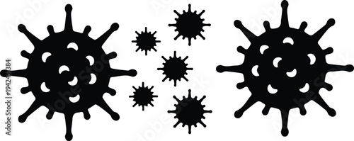Vector microscopic virus bacteria cells pathogen disease germ microorganism silhouette design