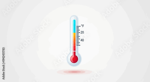 Colorful thermometer showing temperature in Fahrenheit degrees