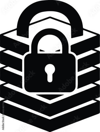 Vector secure database storage icon representing encrypted network data server silhouette design
