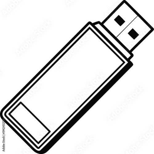 USB Flash Drive Icon Simple Line Art Data Storage Device Digital Technology