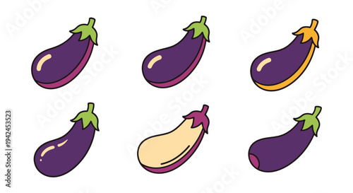 Eggplant Parmesan Line art clean artistic abstract color vector