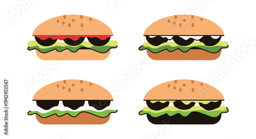 Falafel Sandwich Line art minimal modern abstract color vector