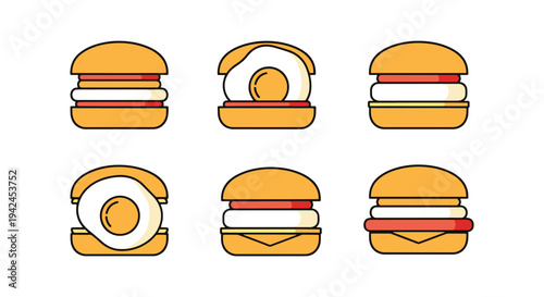Egg White Sandwich Line art clean abstract artistic vector