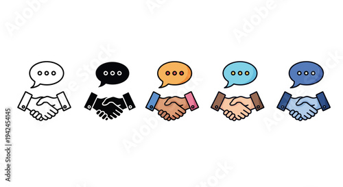 Diverse hands shaking illustration representing collaboration, unity, and teamwork across color tones.