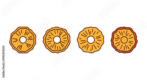 Dried Pineapple Line art soft vibrant abstract tone illustration