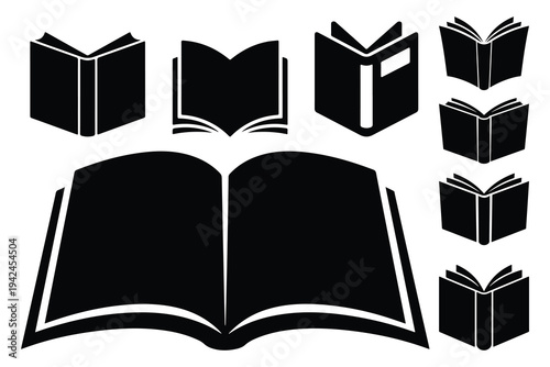 Black and white of open and closed books open book