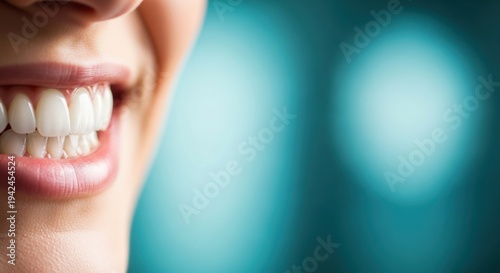 A close up of a person's smiling face showing their white teeth