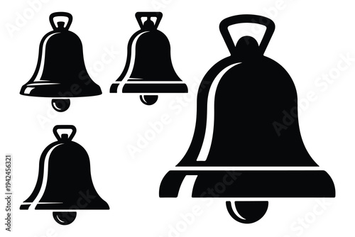 Black bell in different sizes symbol bells alert