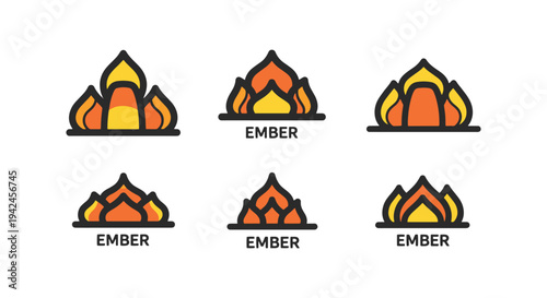 Ember Line art vector set creative modern abstract illustration