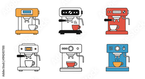 Espresso Machine Line art soft pastel abstract vector