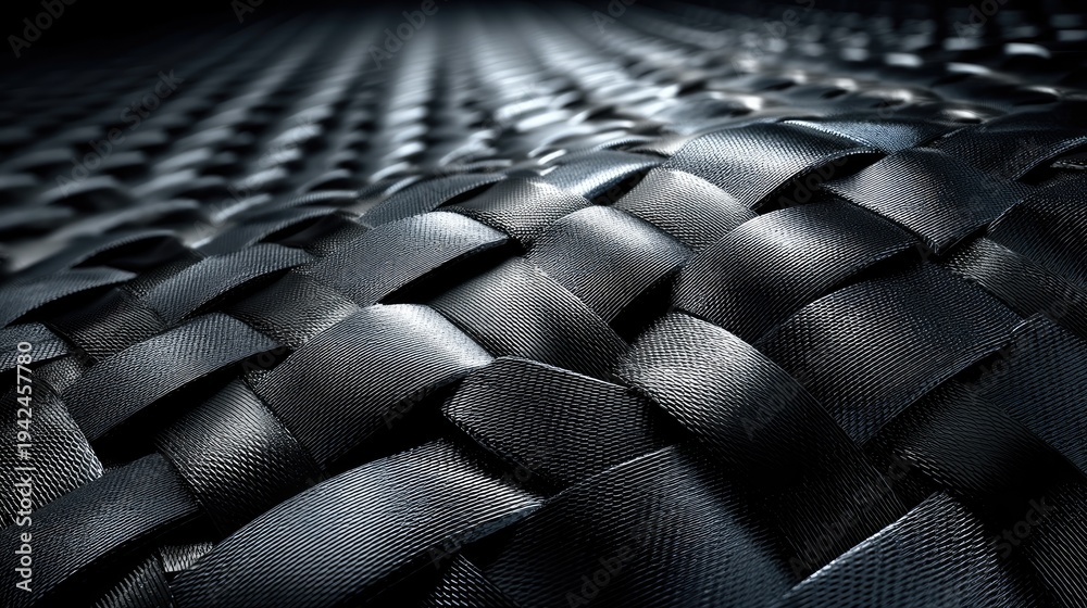 Fototapeta premium Dark grey carbon fiber texture, woven pattern, automotive racing background, modern industrial material, tough surface 