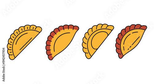 Empanada Line art vector set abstract color harmony illustration