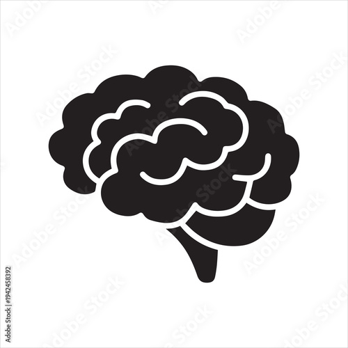 Brain or mind side view flat vector icon for medical apps and websites