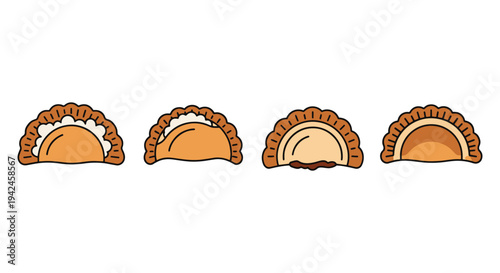 Empanada Line art vector set minimal abstract color design