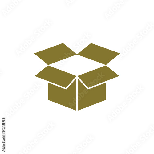 A simple flat illustration of an open cardboard box viewed from above