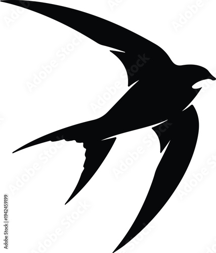 Silhouette graceful swift bird flying animal icon logo vector design