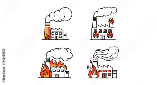 Factory Fire Line art vector modern pastel abstract color