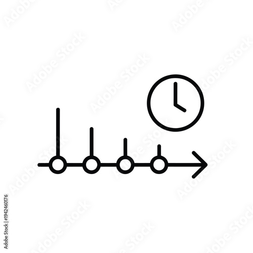 Simple timeline illustration with a clock icon at the concluding point