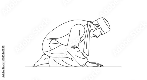 Man Kneeling in Prayer Position.