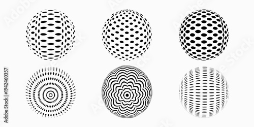 Optical illusion spheres and patterns in black and white