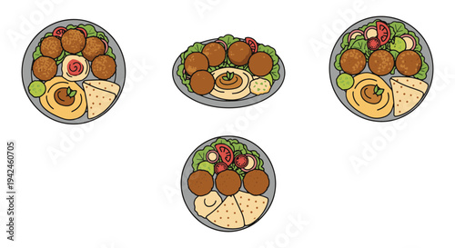 Falafel Platter Line art modern smooth abstract illustration