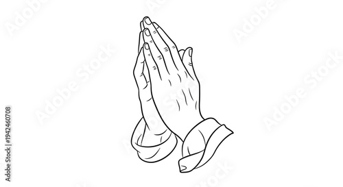 Praying Hands Illustration with Fingers Together.