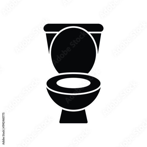 Simple black silhouette of a standard toilet a common bathroom fixture
