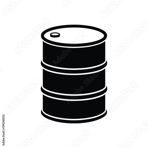 A simple black and white illustration of a cylindrical oil drum with a lid