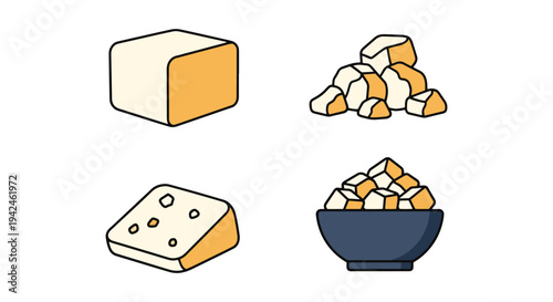 Feta Cheese Line art vector minimal color theme abstract